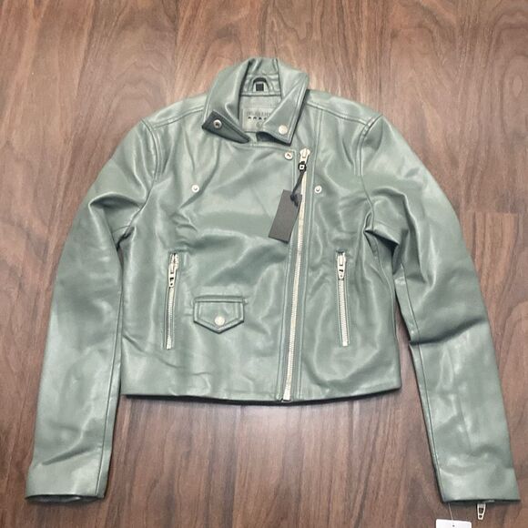 NWT Blank NYC Head Over Heels Faux Leather Moto Jacket- Green - Picture 1 of 6